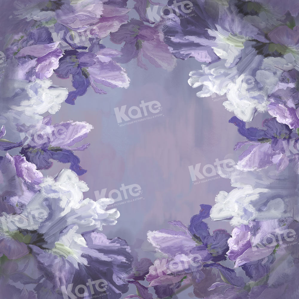 Kate Fine Art Hand Painted Purple Floral Backdrop Designed by GQ