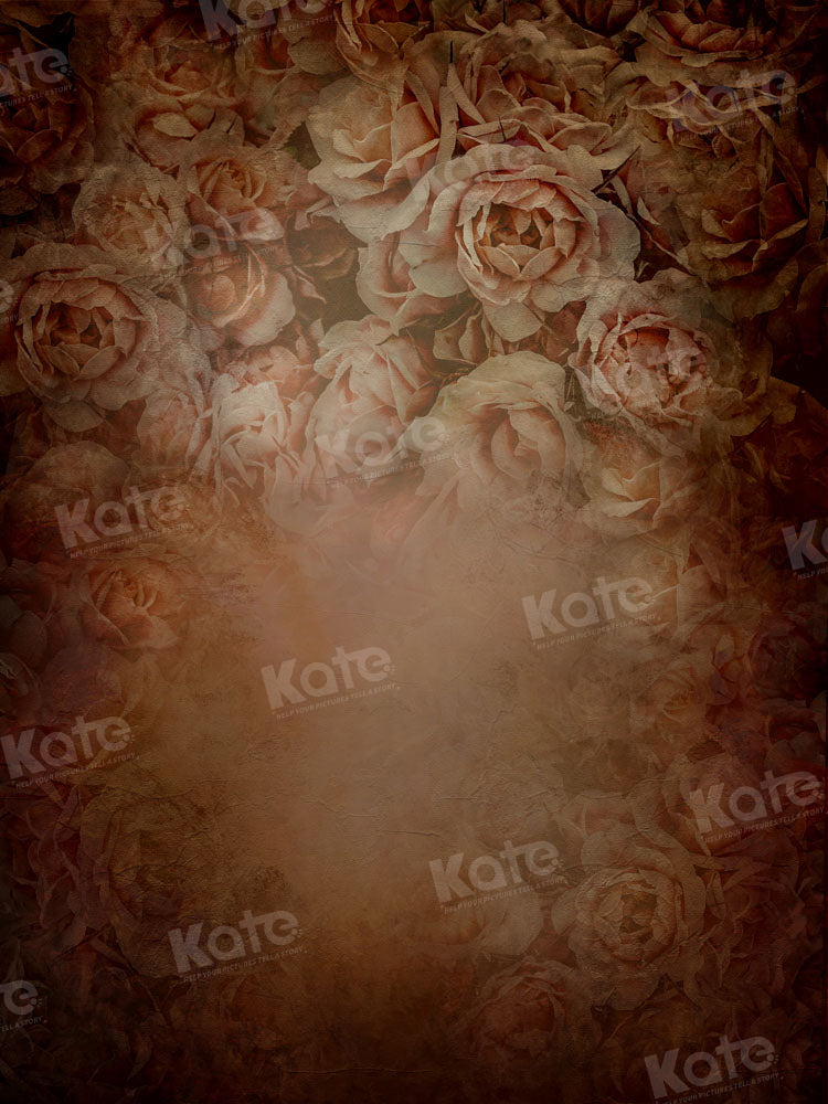 Kate Retro Floral Brown Backdrop Designed by GQ