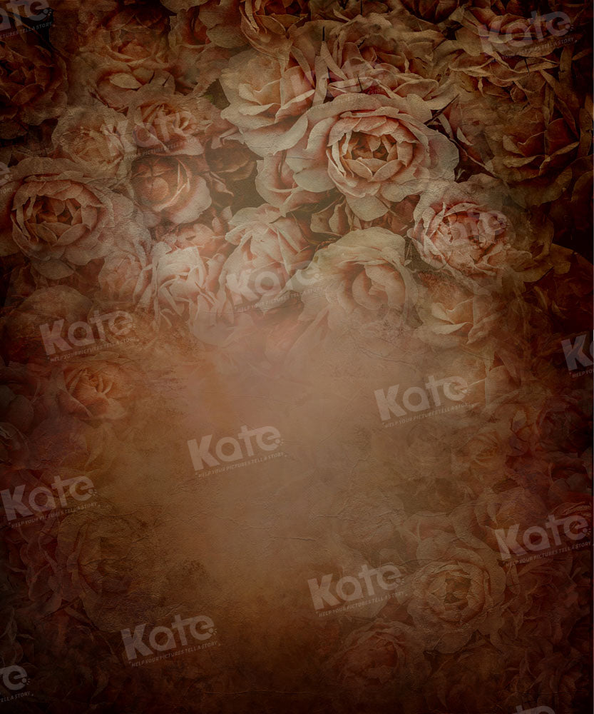 Kate Retro Floral Brown Backdrop Designed by GQ