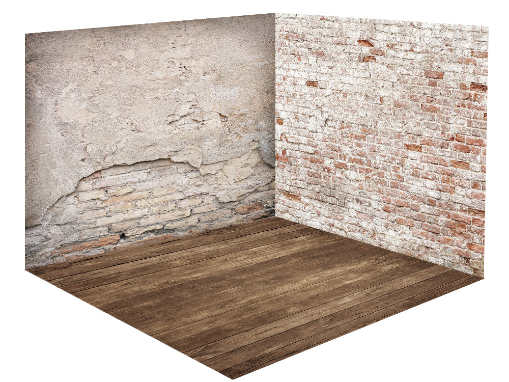 Kate Retro Old House Brick Wall Room Set(8ftx8ft&10ftx8ft&8ftx10ft)