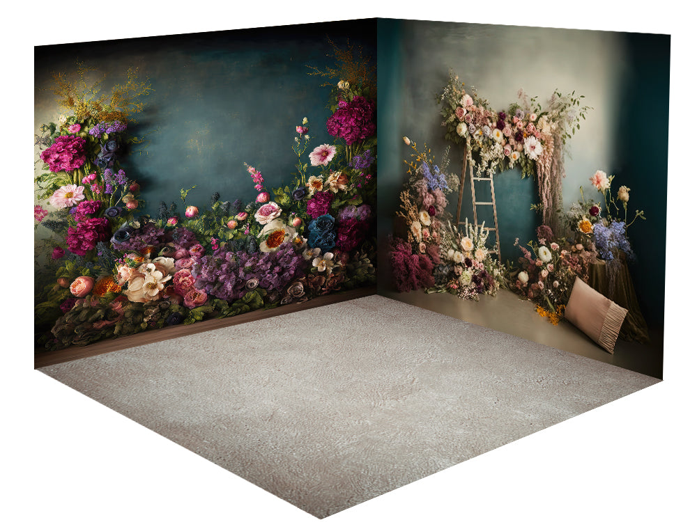 Kate Fine Art Floral Room Set(8ftx8ft&10ftx8ft&8ftx10ft)