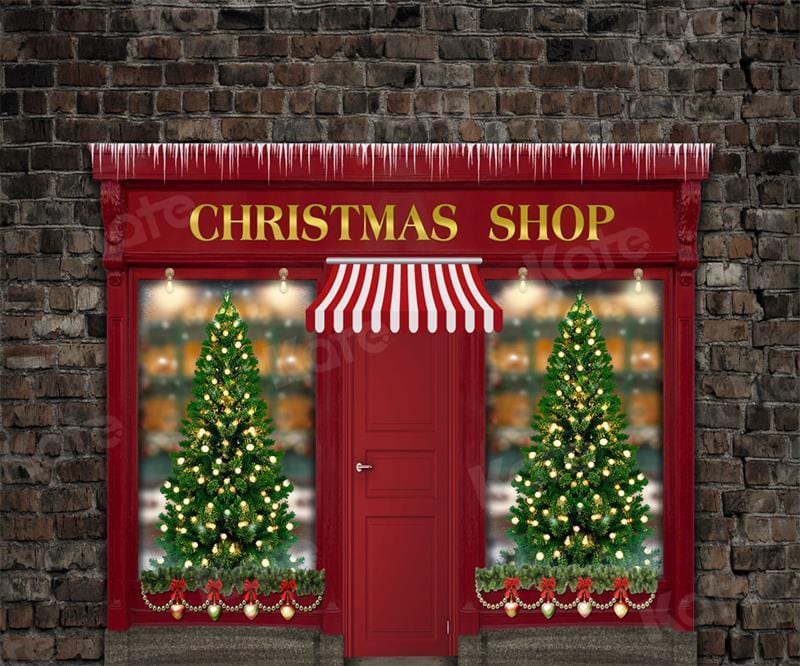 Kate Christmas Shop Retro Brick Backdrop Designed By JS Photography
