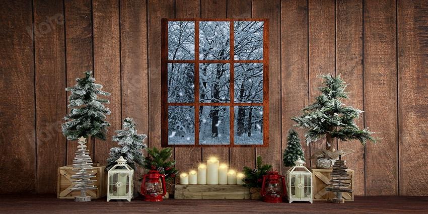 Kate Christmas Wood House Snow Window Backdrop Designed by Emetselch