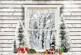 Kate Christmas Wood House Window Winter Backdrop Designed by Emetselch