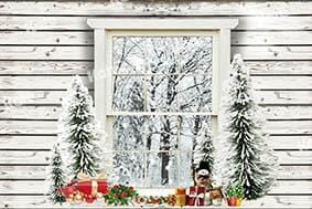 Kate Christmas Wood House Window Winter Backdrop Designed by Emetselch
