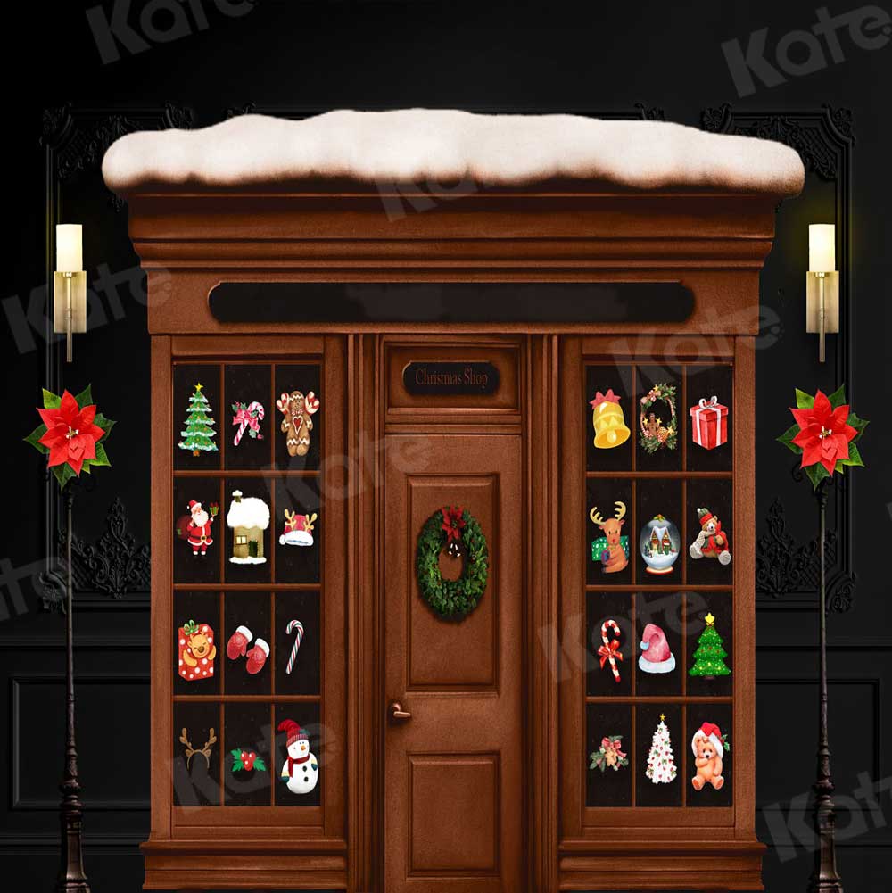 Kate Christmas Store Winter Snow Backdrop for Photography