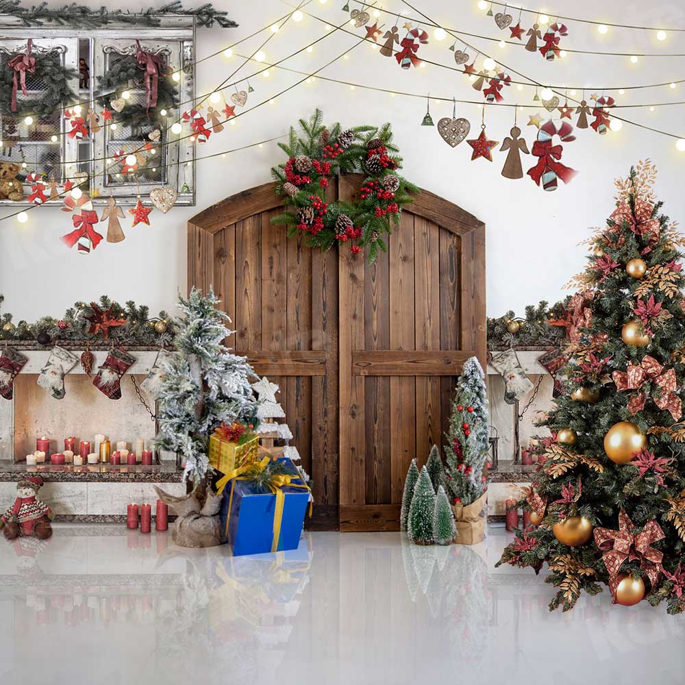Kate Christmas Tree Barn Door Backdrop for Photography