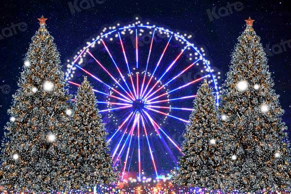 Kate Christmas Ferris Wheel Snow Winter Backdrop for Photography