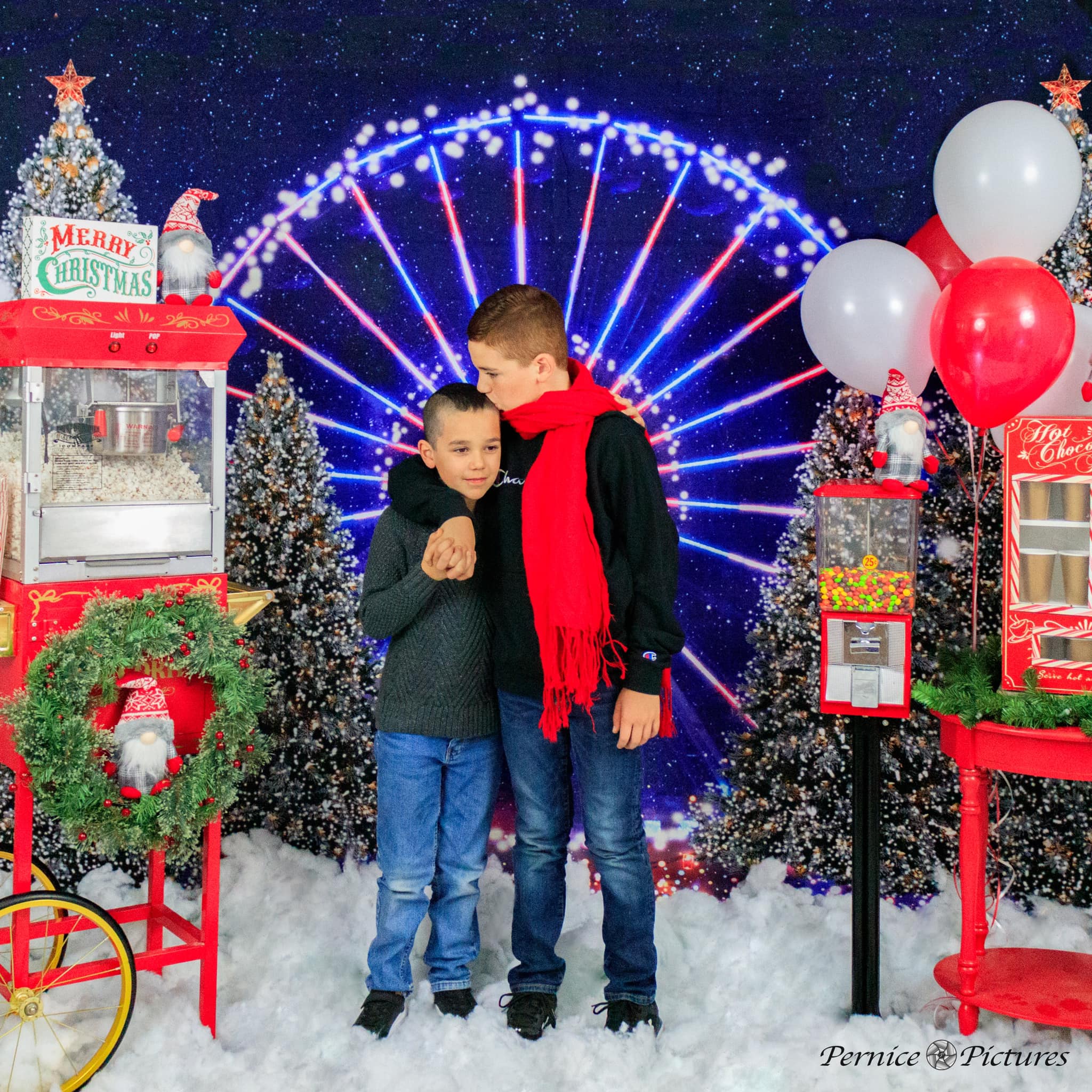 Kate Christmas Ferris Wheel Snow Winter Backdrop for Photography
