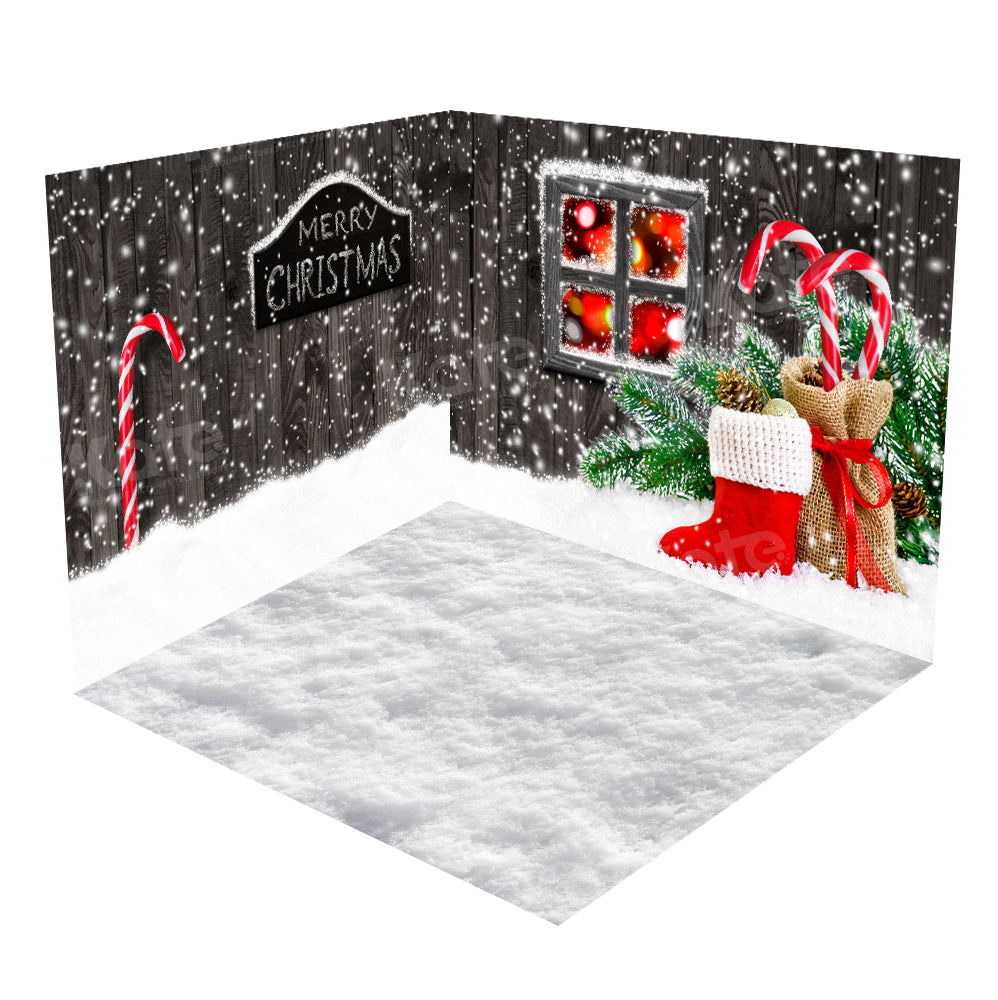 Kate Christmas gray outside snow wood room set