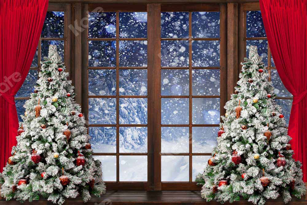 Kate Christmas Winter Snow Window Backdrop Designed by Chain Photography