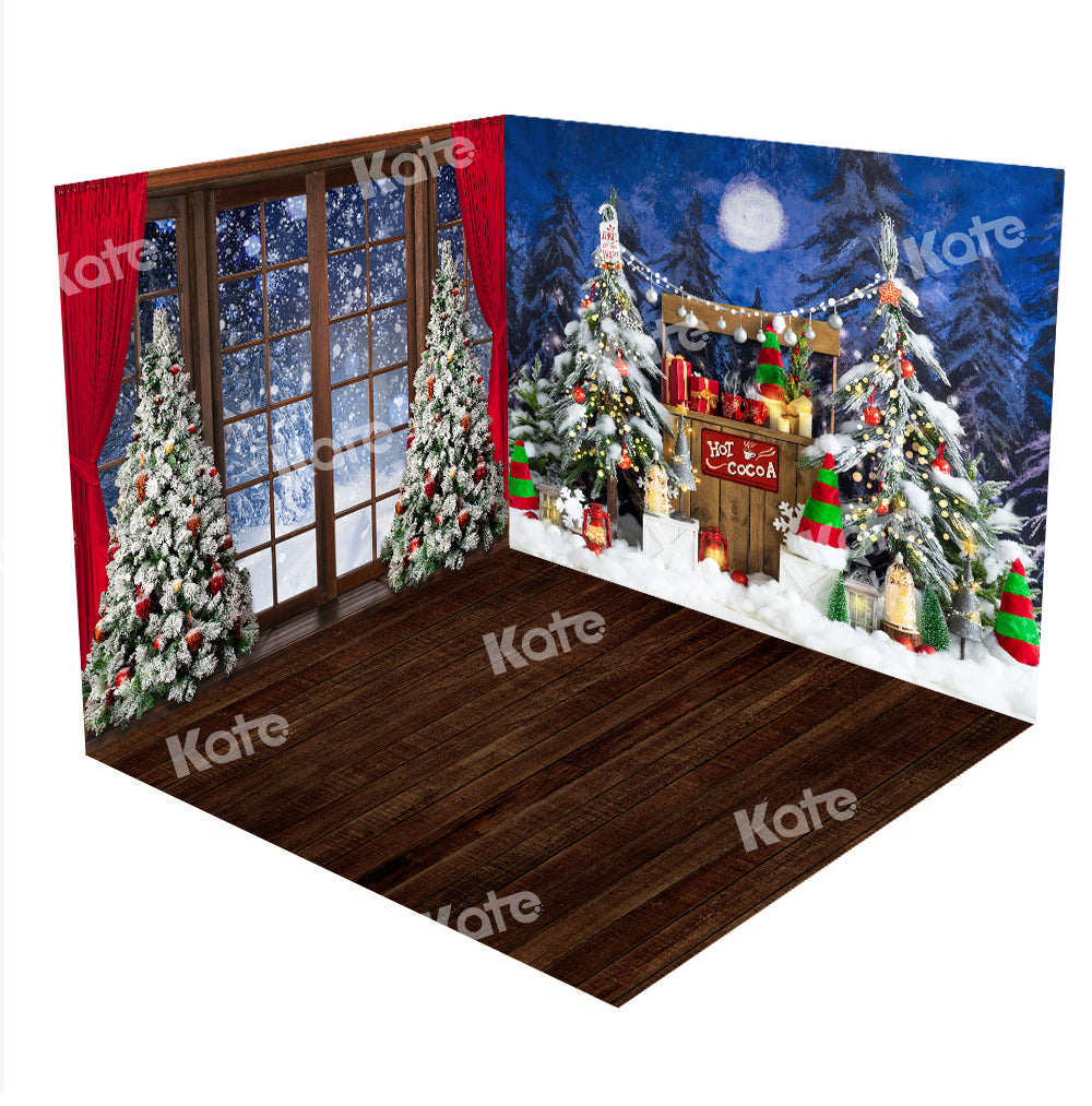 Kate Christmas Night Window Hot Cocoa Room Set(8ftx8ft&10ftx8ft&8ftx10ft)
