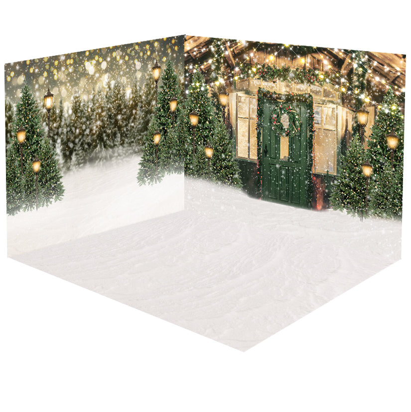 Kate Christmas Outdoor Snow Trees Room Set(8ftx8ft&10ftx8ft&8ftx10ft)