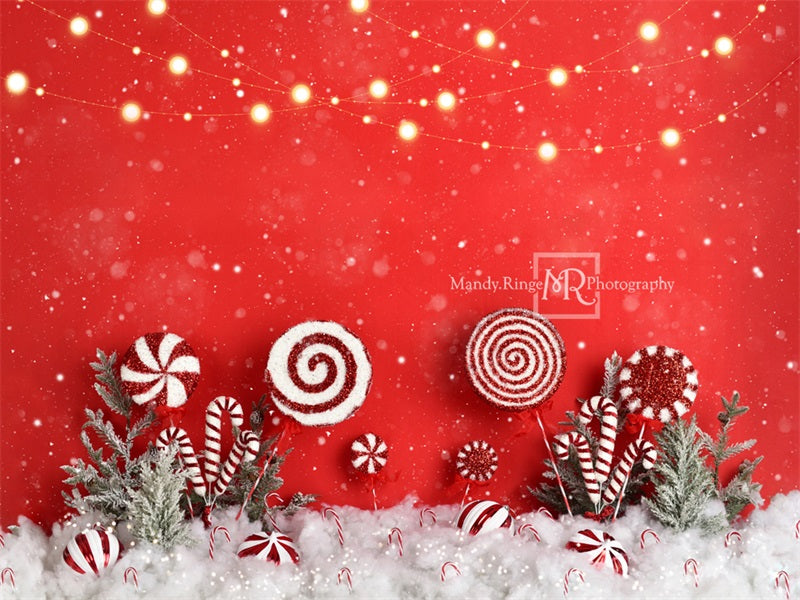 Kate Christmas Peppermint Wonderland Backdrop Hot Cocoa Designed by Mandy Ringe Photography