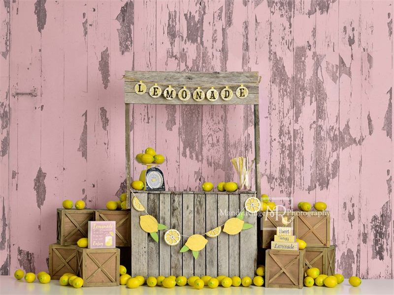 Kate Lemonade Stand with Pink Backdrop Designed by Mandy Ringe Photography