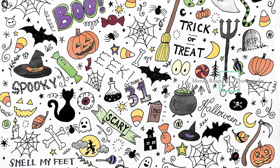 Kate Color Halloween Doodles Backdrop Designed by Mandy Ringe Photography
