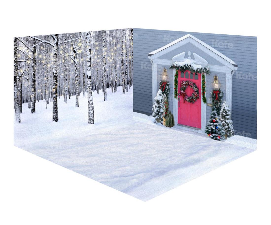 Kate Christmas Snow Winter Room Set(8ftx8ft&10ftx8ft&8ftx10ft)