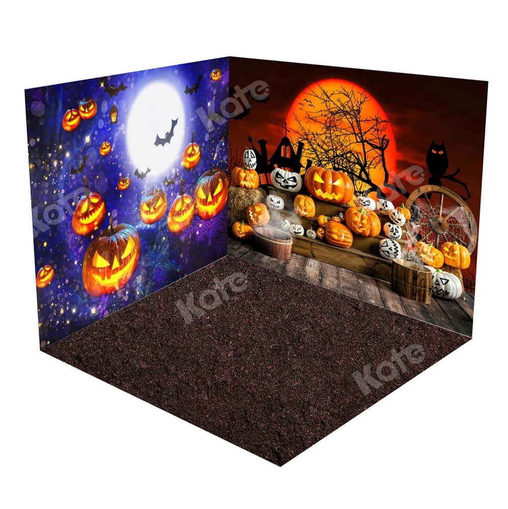 Kate Halloween Pumpkins Sunset Moon Room Set(8ftx8ft&10ftx8ft&8ftx10ft)