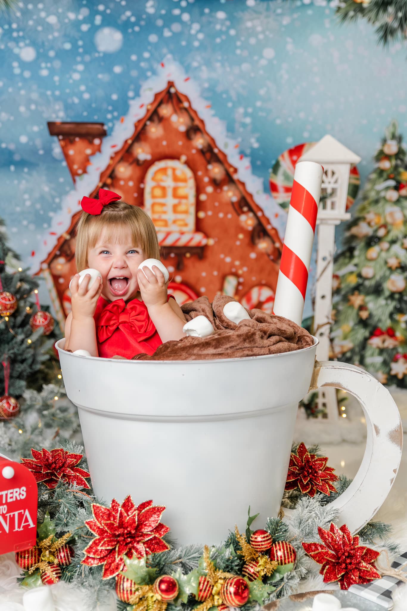 Kate Christmas Oil Painting Backdrop Candy House for Photography