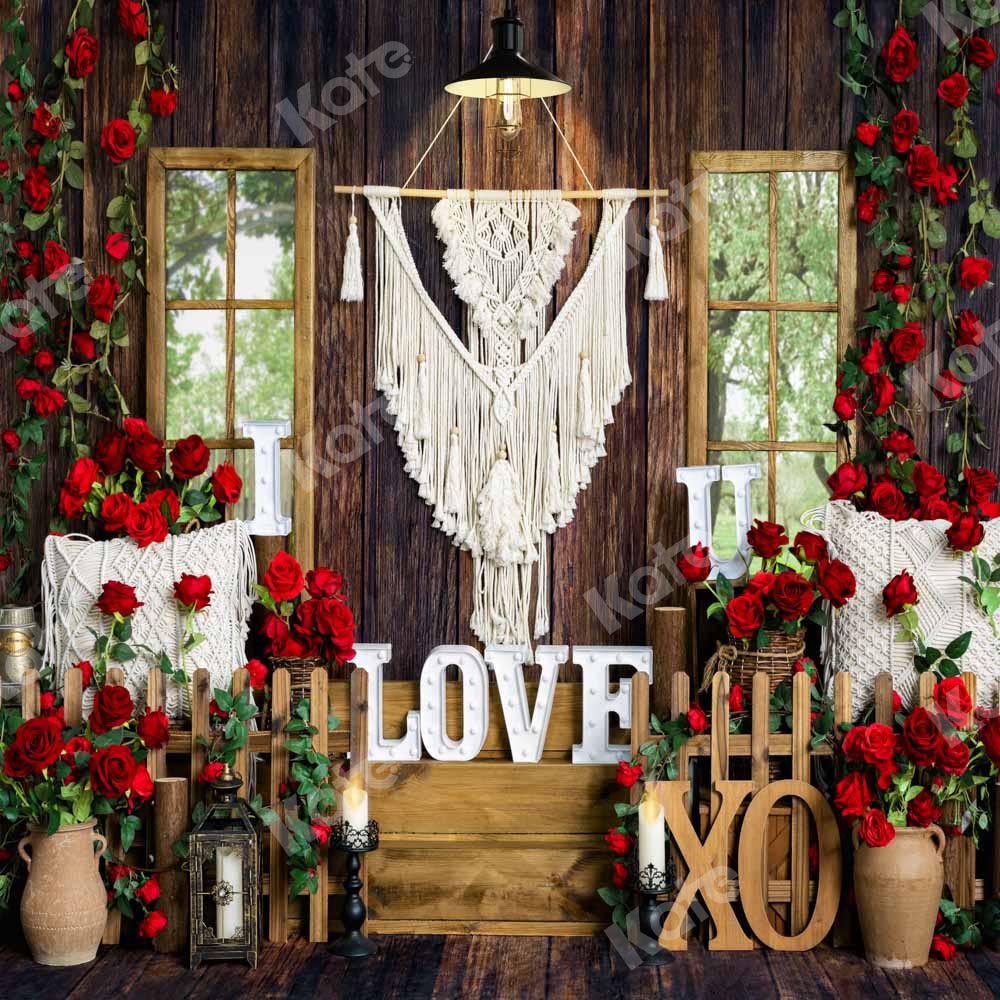 Kate Valentine's Day Backdrop Boho Window Rose Designed by Emetselch