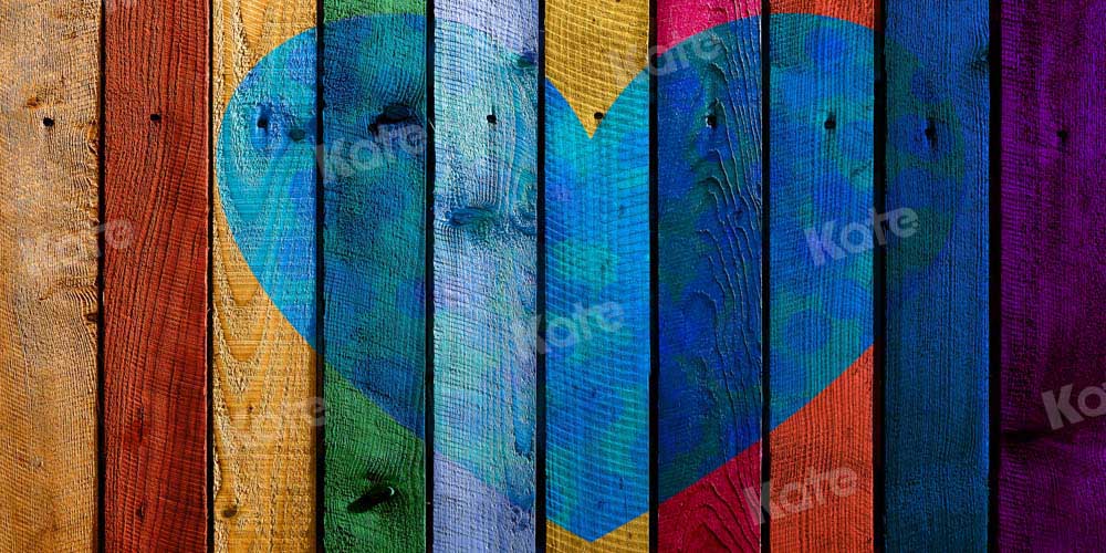 Kate Valentine's Day Backdrop Love Wood Colorful Designed by Chain Photography