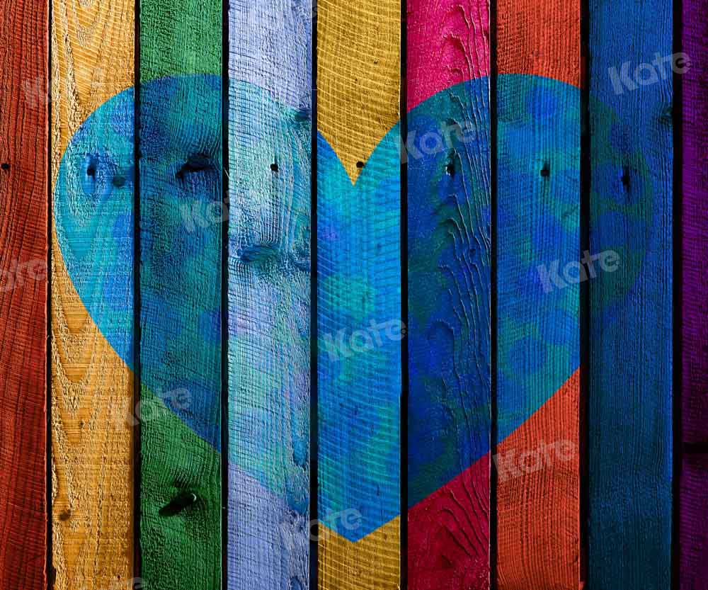 Kate Valentine's Day Backdrop Love Wood Colorful Designed by Chain Photography