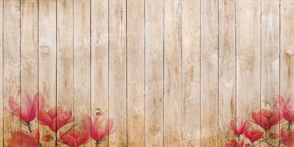 Kate Spring Flower Backdrop Wood Grain Designed by Chain Photography