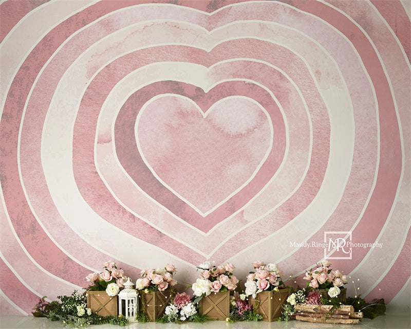Kate Watercolor Valentine Backdrop Heart Roses Designed by Mandy Ringe Photography
