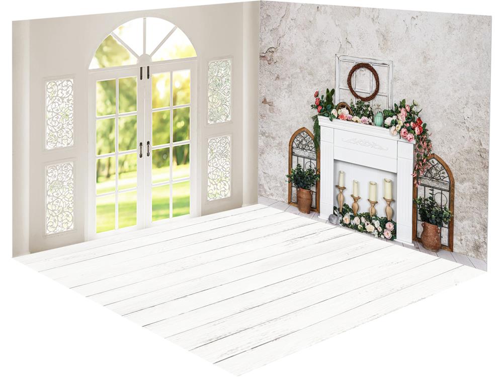 Kate Spring White Arch Easter Flowers Room Set(8ftx8ft&10ftx8ft&8ftx10ft)