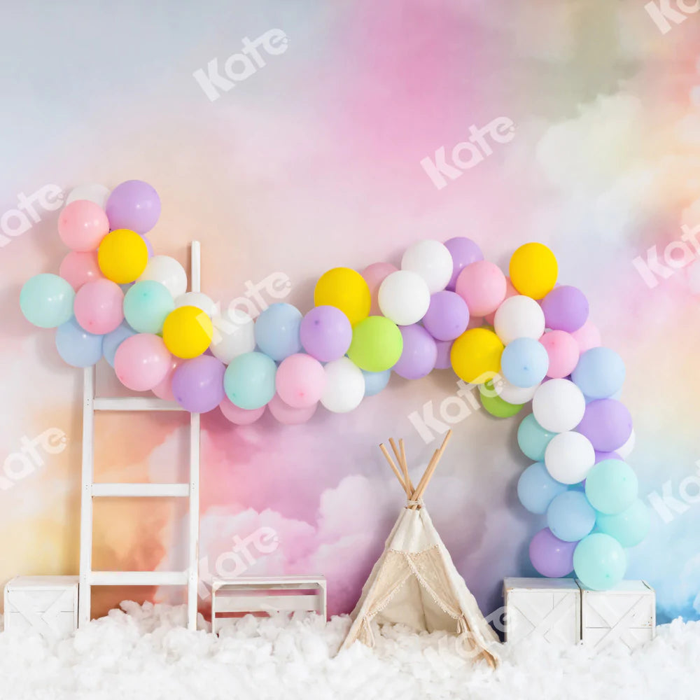 RTS Kate 7x5ft Cake Smash Backdrop Fantastic Colorful Cloud Balloons Tent Designed by Emetselch