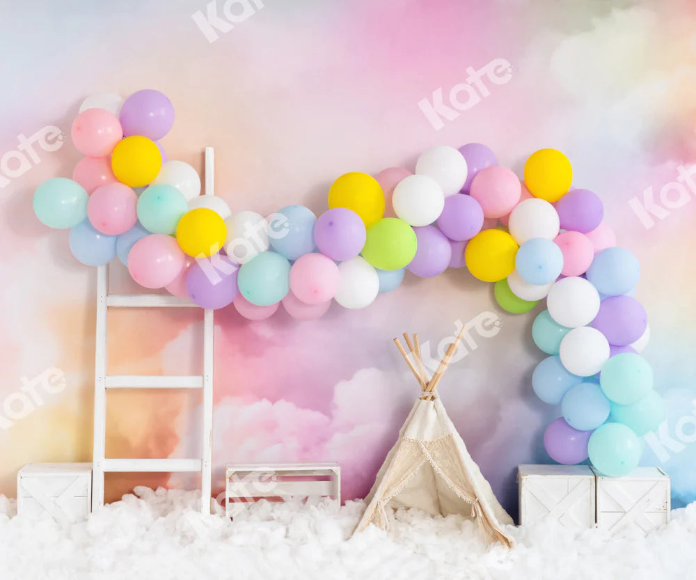RTS Kate 7x5ft Cake Smash Backdrop Fantastic Colorful Cloud Balloons Tent Designed by Emetselch
