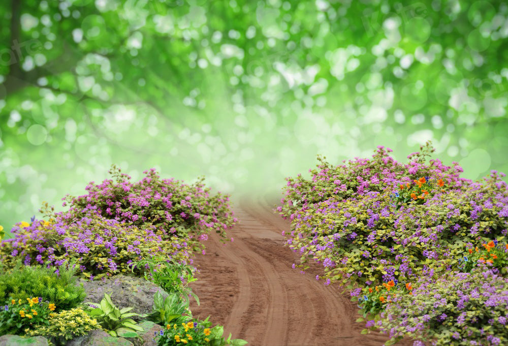 Kate Bokeh Backdrop Spring Flower Road Path for Photography