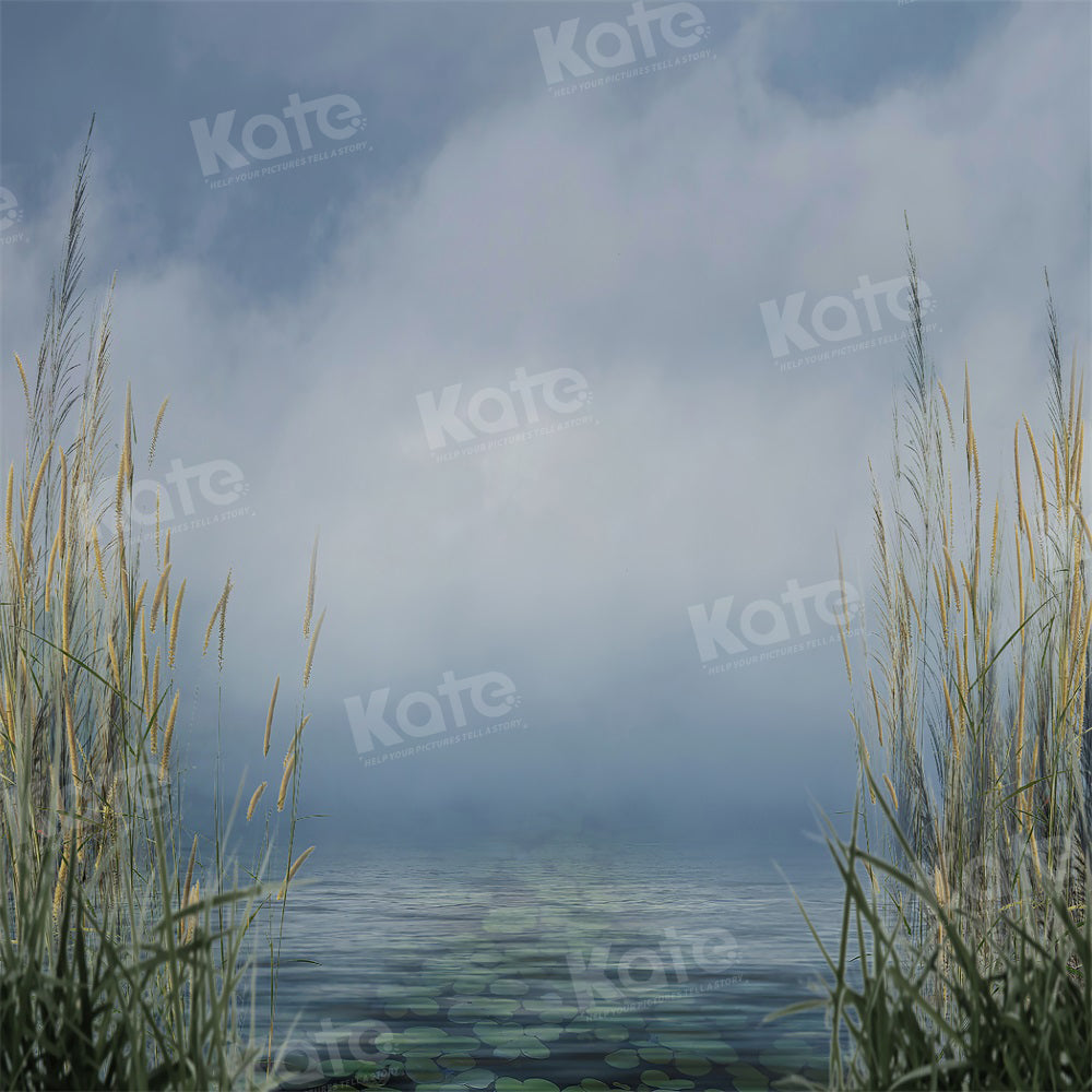 Kate Summer Backdrop Reed Cloudy Sky Lake for Photography