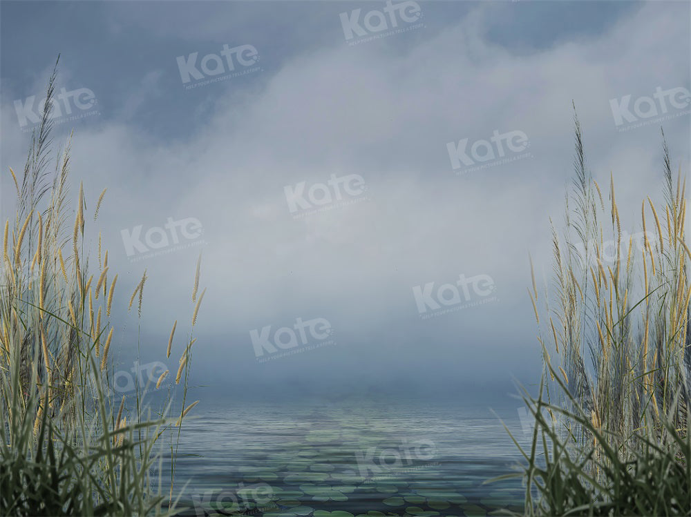 Kate Summer Backdrop Reed Cloudy Sky Lake for Photography