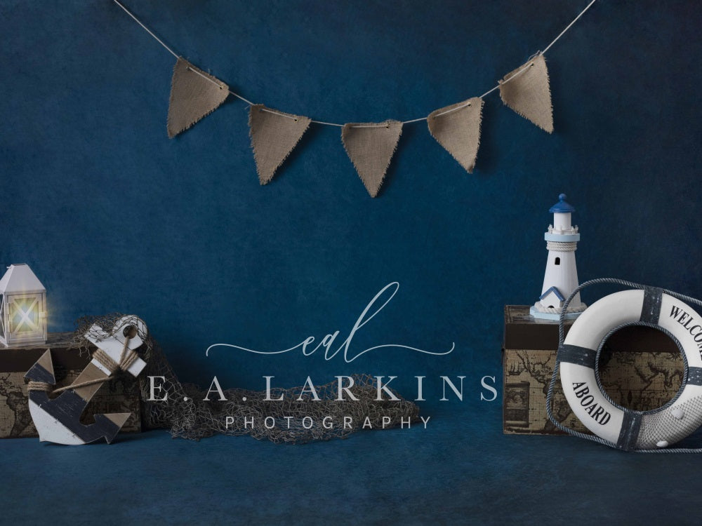 Kate Summer Sail Away Backdrop Dark Blue for Photography Designed by Erin Larkins