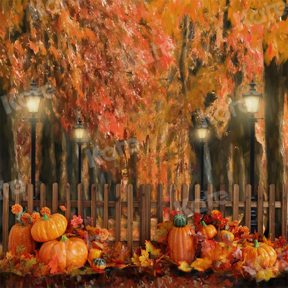 Kate Autumn Backdrop Pumpkins Tree Oil painting for Photography