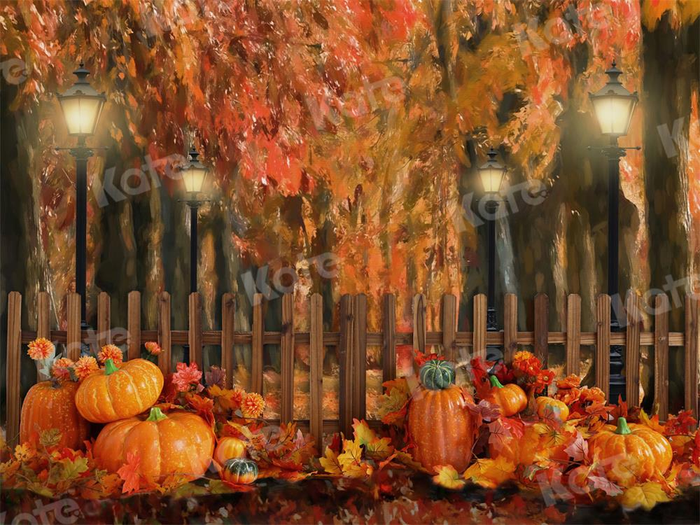 Kate Autumn Backdrop Pumpkins Tree Oil painting for Photography