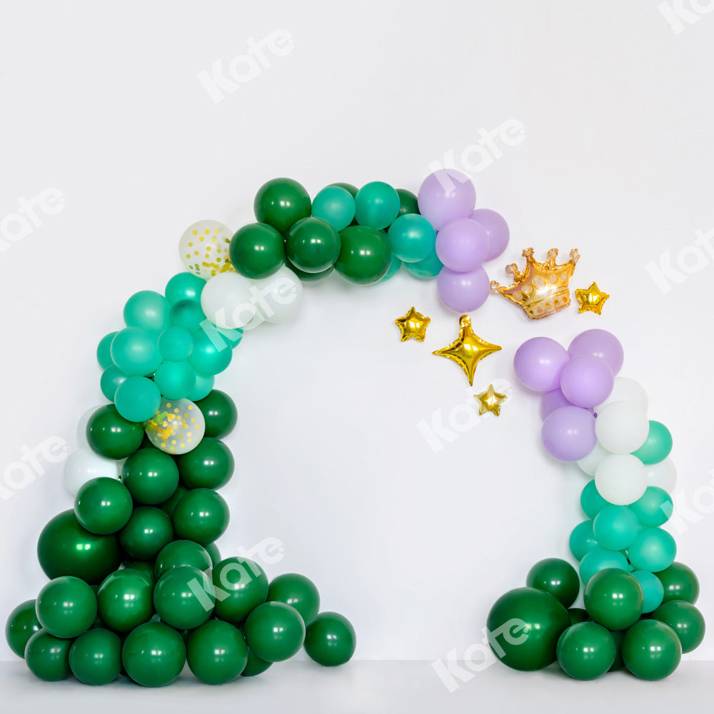Kate Birthday Backdrop Green Balloons Crown Designed by Emetselch