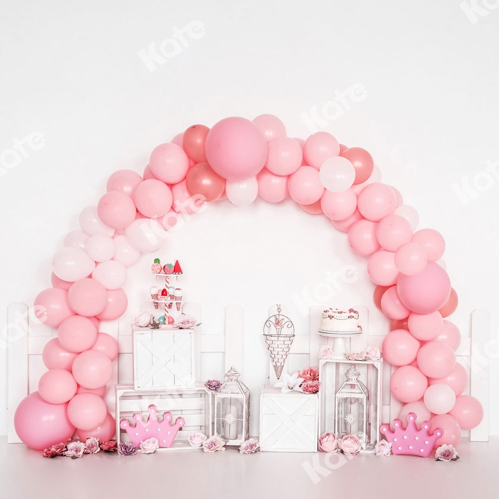 Kate Cake Smash Backdrop Birthday Pink Balloons Designed by Emetselch