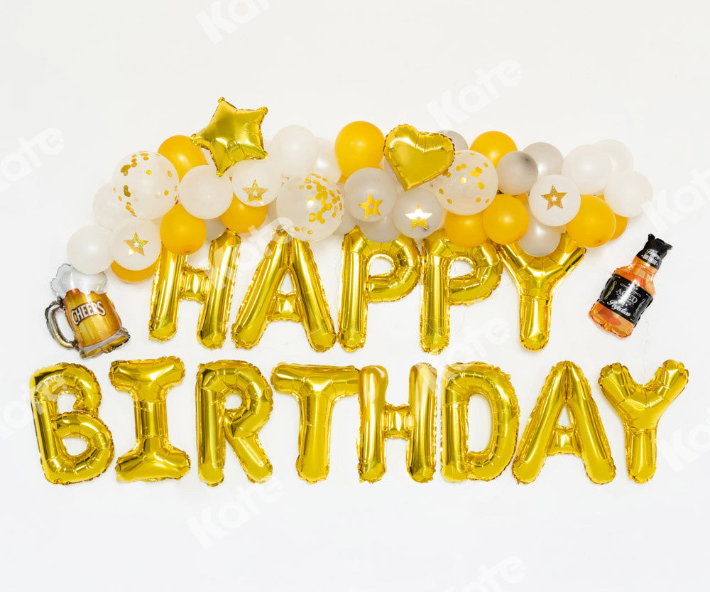 Kate Cake Smash Backdrop Birthday Gold Balloons Beer Celebration Designed by Emetselch