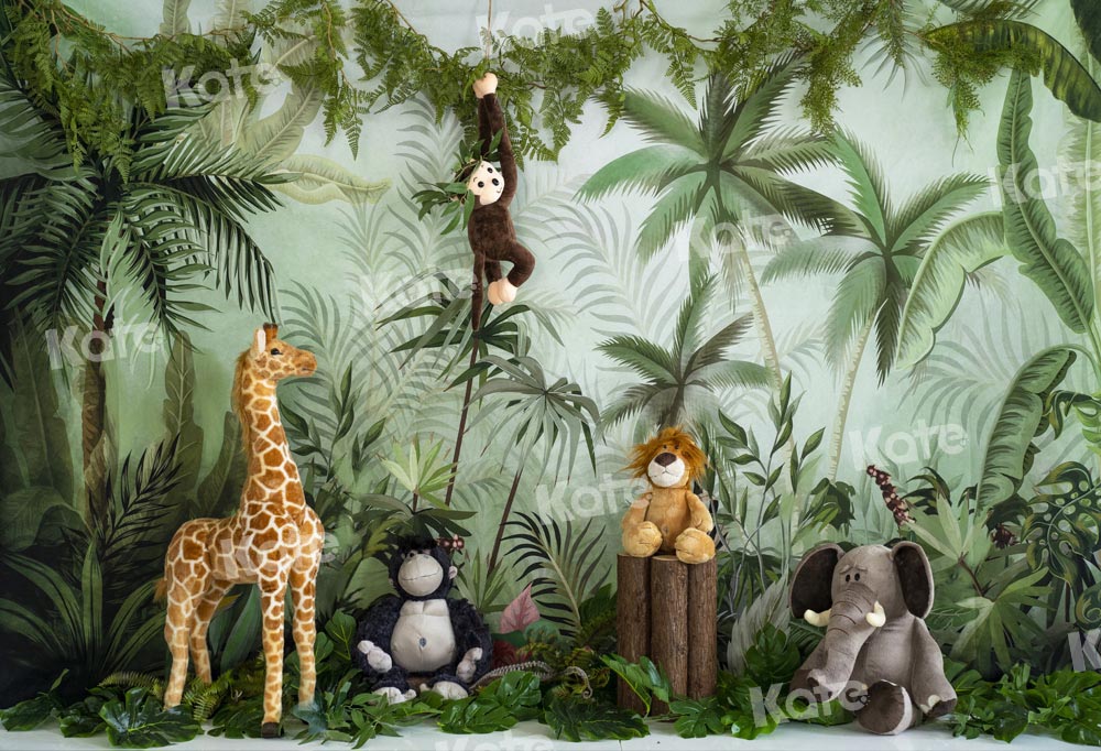 Kate Cake Smash Backdrop Birthday Jungle Animals Designed by Emetselch