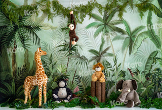 Taart Smash Foto Achtergrond Verjaardag Jungle Dieren Ontworpen door Emetselch