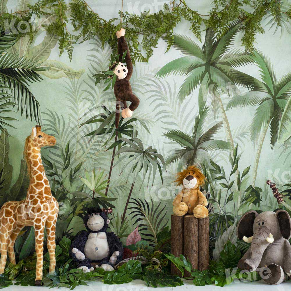 Kate Cake Smash Backdrop Birthday Jungle Animals Designed by Emetselch