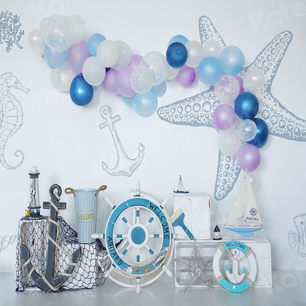Kate Summer Backdrop Balloons Sea Go Sail for Photography