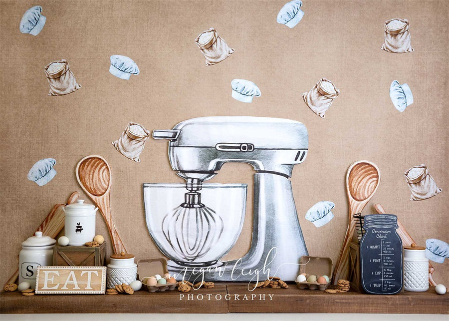 Vintage Kitchen Mixer Baking Backdrop