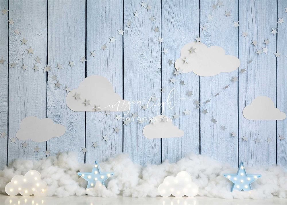 Kate Blue Skies Backdrop Wood for Photography Designed by Megan Leigh Photography