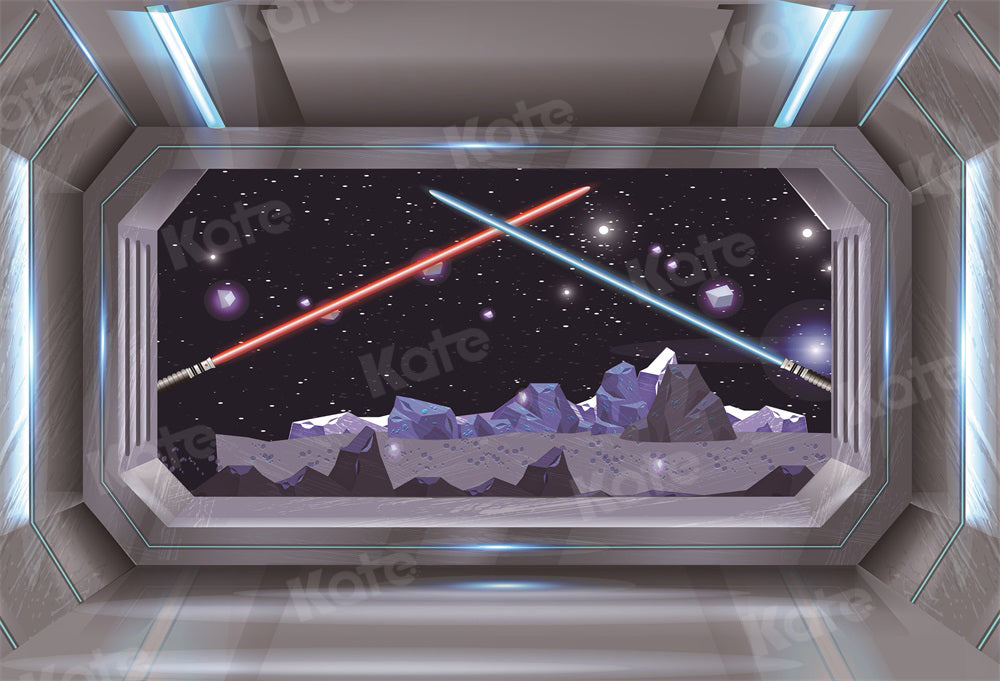 Kate Boy Backdrop Lightsaber Stars Spaceship Universe for Photography