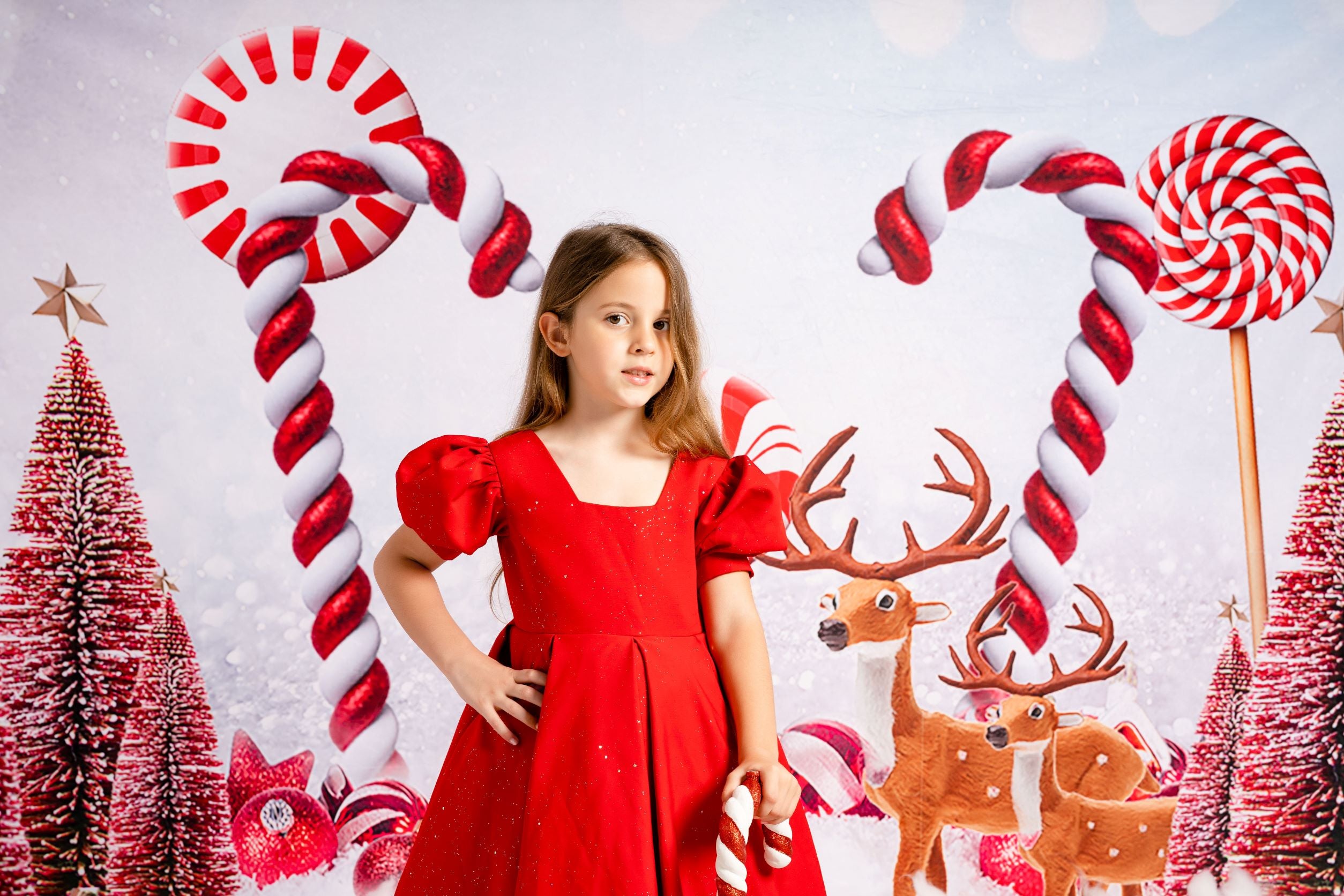 Kate Christmas Backdrop Bokeh Candy Cocoa Red for Photography