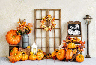 Kate Autumn Printed Backdrop Birthday Pumpkin Lamp Designed by Emetselch