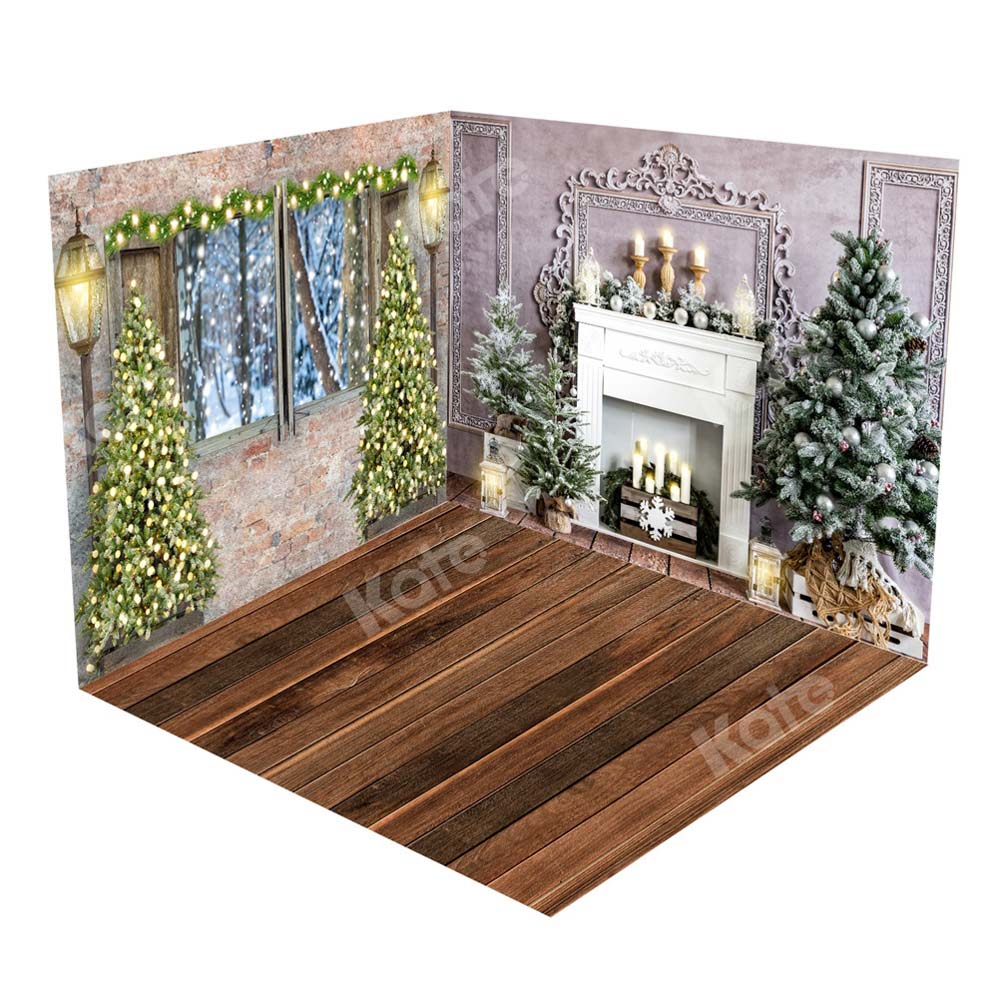 Kate Window Christmas Fireplace Room Set(8ftx8ft&10ftx8ft&8ftx10ft)